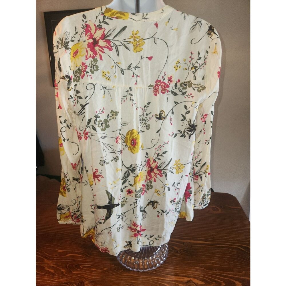 Old Navy Women's Floral Long Sleeve Blouse Top Pullover Shirt Size M Medium - Picture 3 of 5